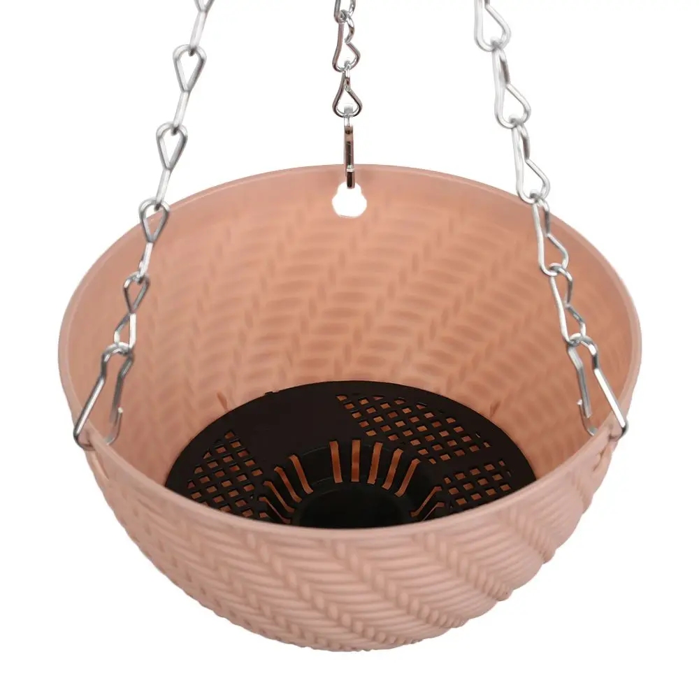 1 PC Plastic Balcony Garden Decoration Succulent Plant Chains Flowerpot Hanging Basket Flower Pots Rattan Pattern