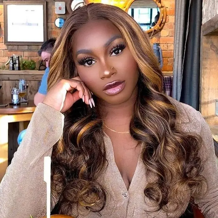 13x4 透明レースフロントウィッグ人毛4/27ハニーブロンドボディウェーブ女性用250%密度オンブレウィッグベビーヘア付き