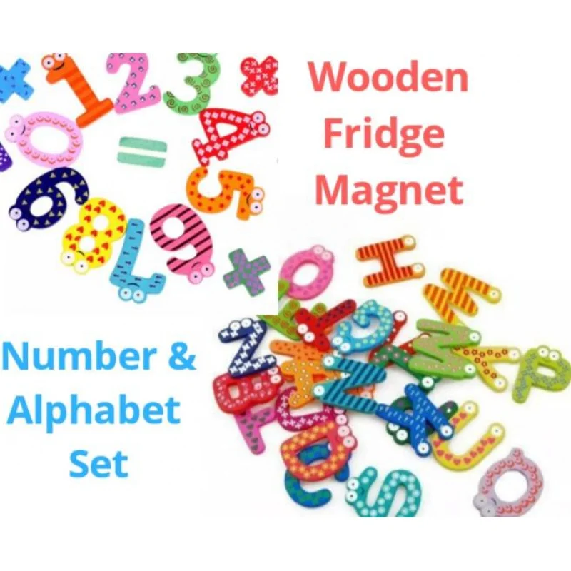 

MnKC 15PCS Number and 26PCS Alphabet Abc Letter Fridge Refrigerator Wooden Magnet for Kids Toddler Learning