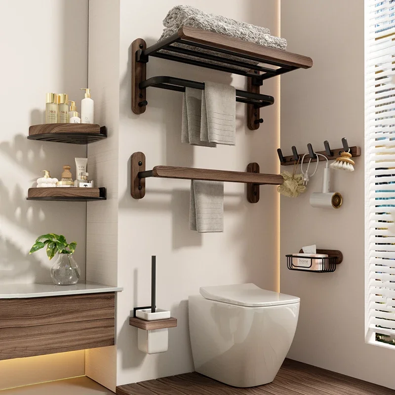 

Walnut bathroom rack No punching toilet Wall-mounted Bath set