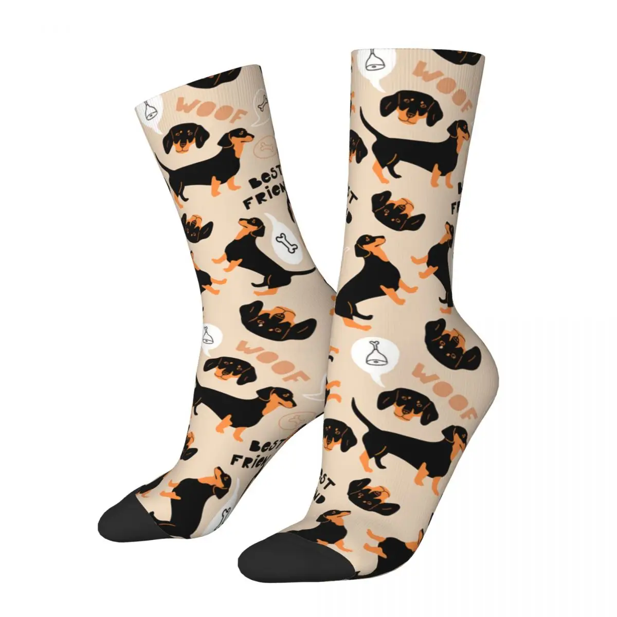 Funny Crazy Sock for Men Dachshund Cute Dog Hip Hop Dog Lover Man Breathable Pattern Printed Crew Sock Novelty Gift