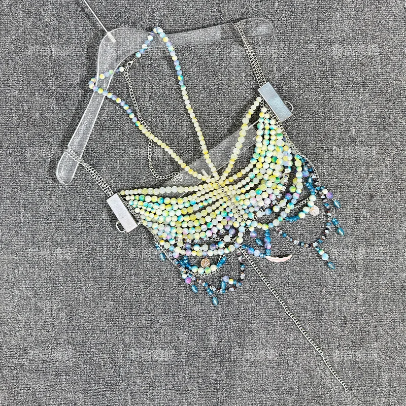Hot Sexy Handmade Beaded Body Chain Female Bra Europe And The United States Backless Hanging Neck Beaded Pearl Bustier Corset