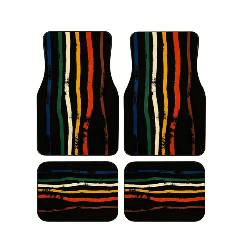 

4Pcs Rainbow Brush Stripe Car Floor Mats Non-Slip Waterproof Wear Universal Foot Pads For Auto Interior For Sedan SUV Truck