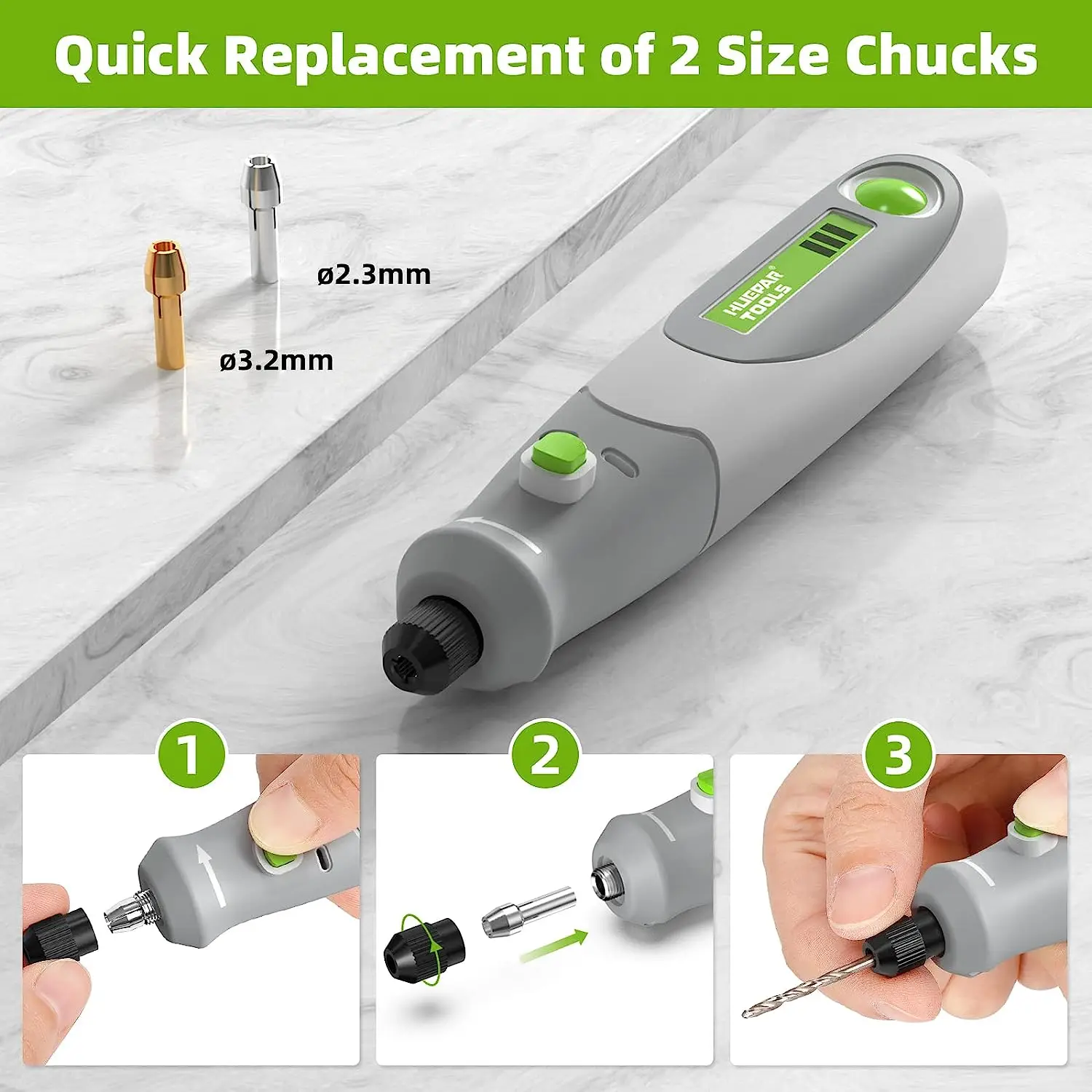 Trapano elettrico smerigliatrice lucidatrice per incisore con Mini Kit di strumenti rotanti a batteria 4V per strumenti Huepar RT4-basic 15000RPM