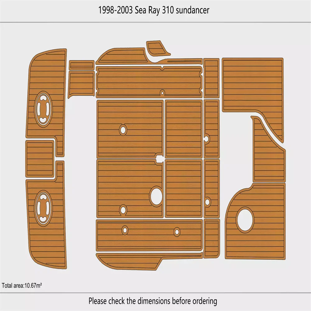 1998-2002 Sea Ray Sundancer 310 Swim Platform Cockpit Pad Boat EVA Teak Floor Mat SeaDek MarineMat Gatorstep Style Self Adhesive