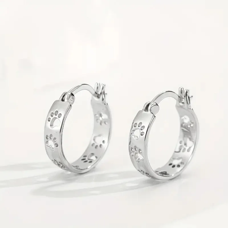 Elegant 925 Sterling Silver Cute Paw Print Earrings – Stylish Party and Wedding Jewelry for Women