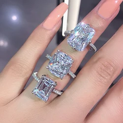 Original Real Silver Color Designer Zirconia Engagement Ring for Women Wedding Luxury Wholesale Gifts Jewelry Z51