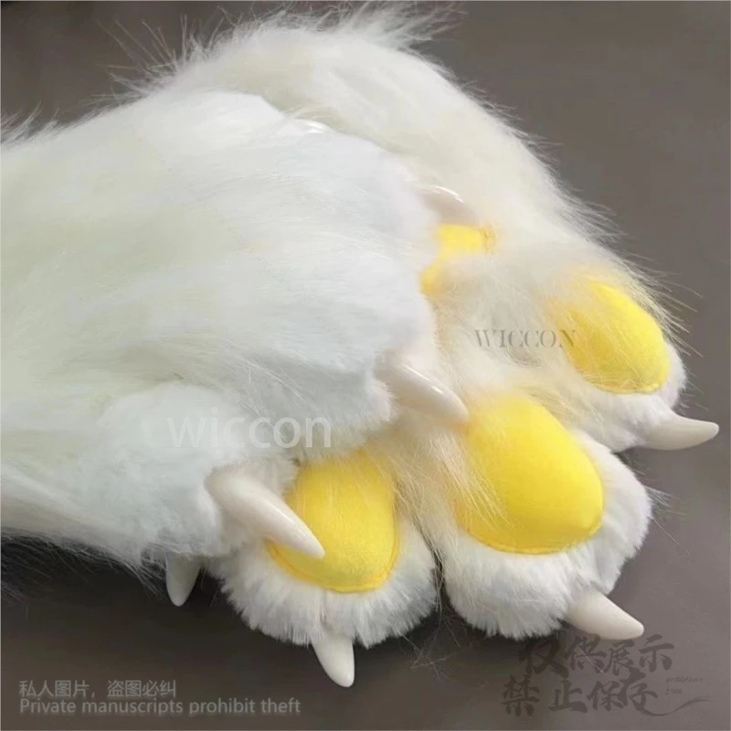 Peludo Anime Fursuit Kigurumi Cosplay garras de animales uñas guantes usable peludo Animal pata Cos gato conejo zorro perro accesorios personalizados