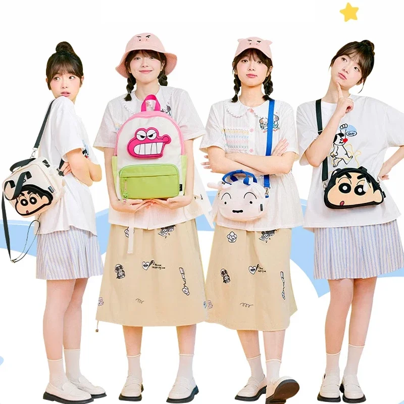 Cartoon Crayon Shin-chan Kawaii Backpack Large Capacity New Casual Cute Waniyama Girl Portable Messenger Bag Gift Storage Bag