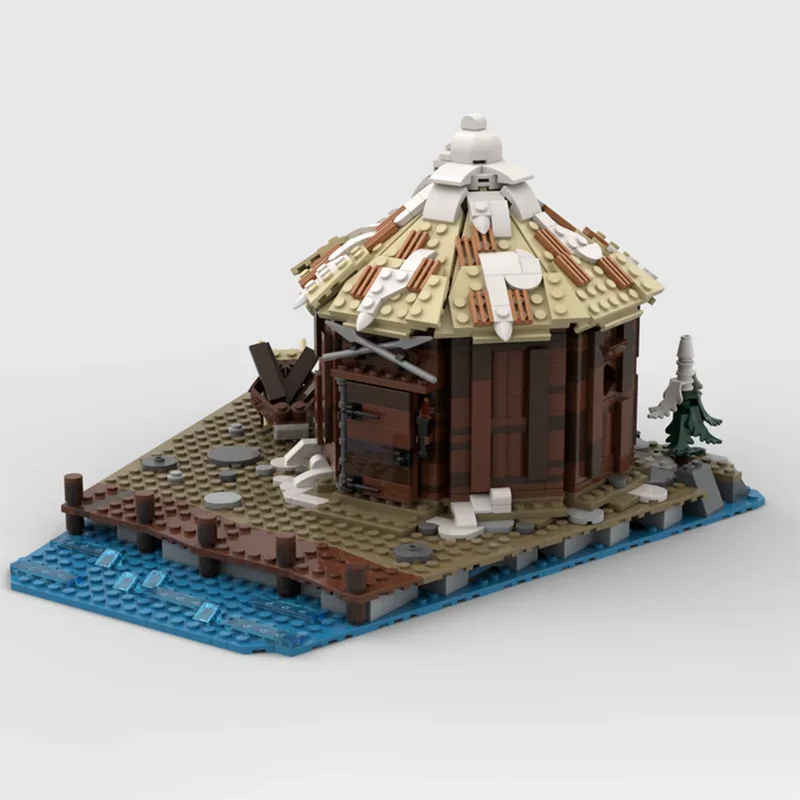 Castelo medieval modelo moc blocos de construção cabana armazenamento viking aldeia tecnologia expansão tijolo diy montagem brinquedo construção