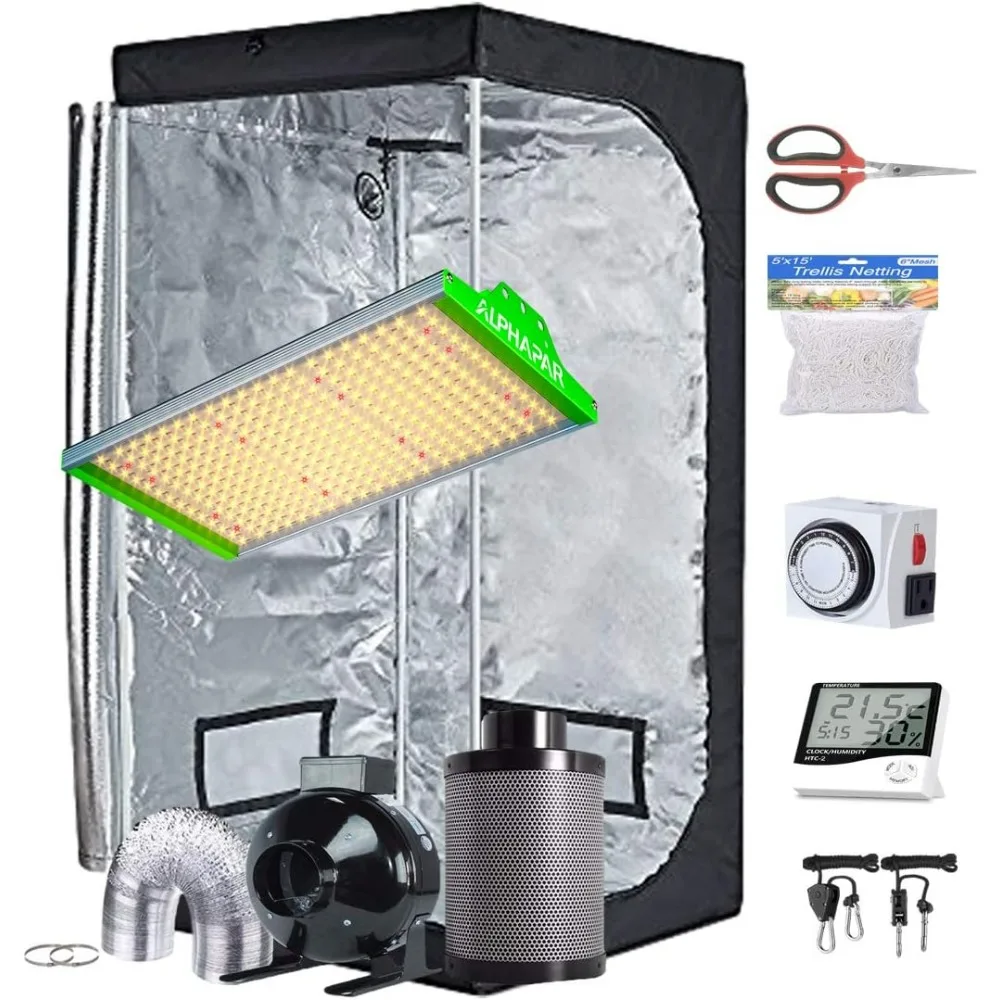 

Grow Tent Kit 300 LED Grow Light Full-Spetrum, 32"X32"X63"Grow Tent, 4" Fan Filter Combo Ventilation Kit for Growing System