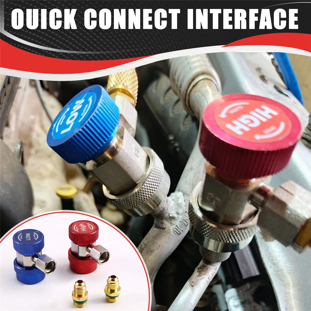 A002 R134A Car Air Conditioner Fluoride Converter Quick Coupler Connector Adapter Adjustable Auto Repair Tools Red