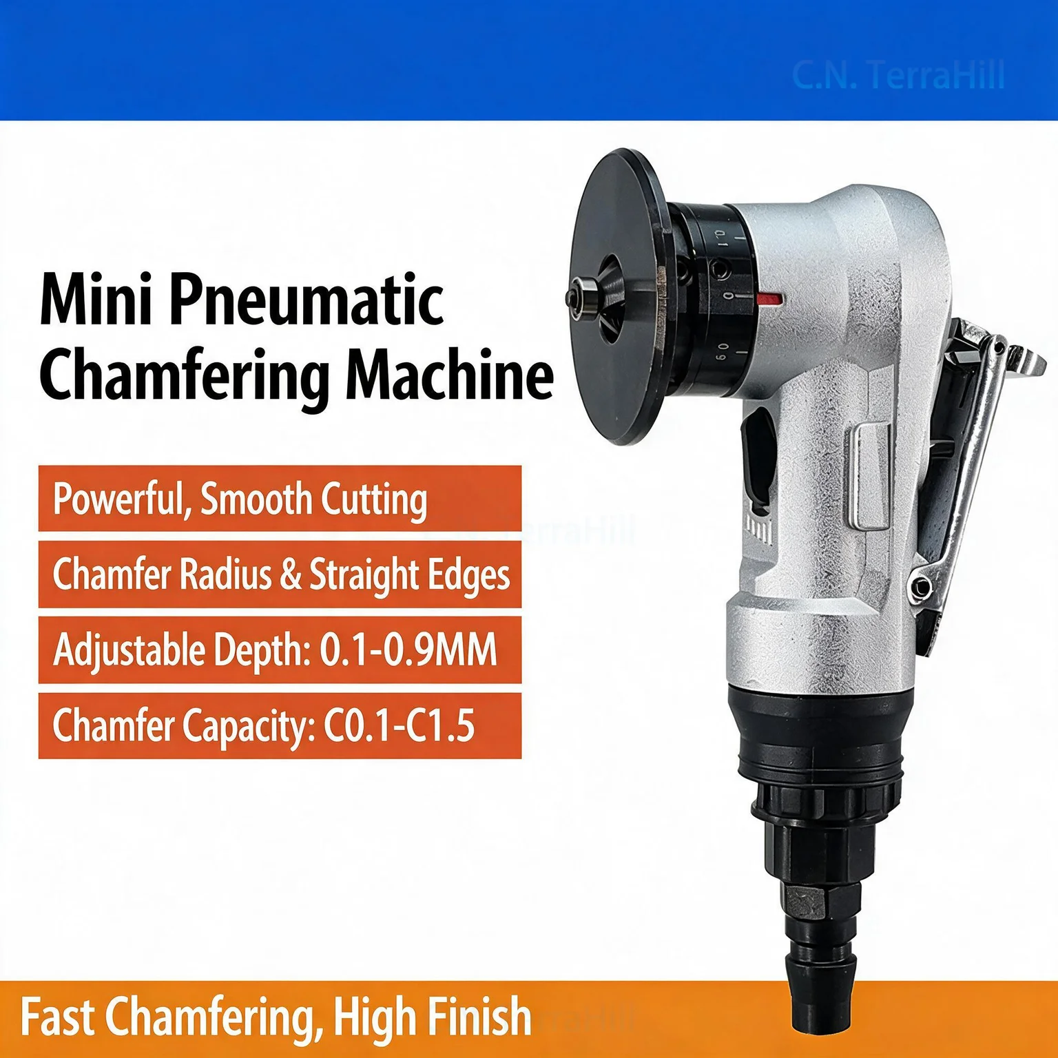 Pneumatic Chamfering Machine Handheld Metal Deburring Tool 45 Degree Arc Bevel Edger Grinder Polisher