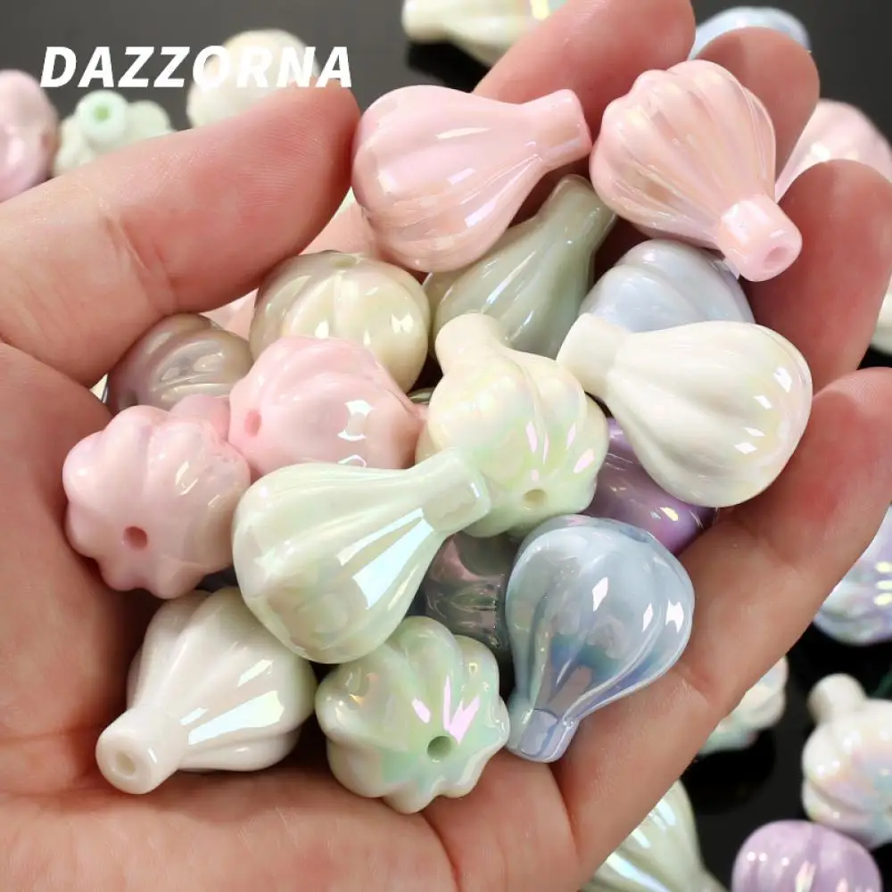 10Pcs Acrylic Beads 20x23mm Colorful Flower Vase Spacer Loose Beads For Earring Necklace Bracelet Accessories DIY Jewelry Making