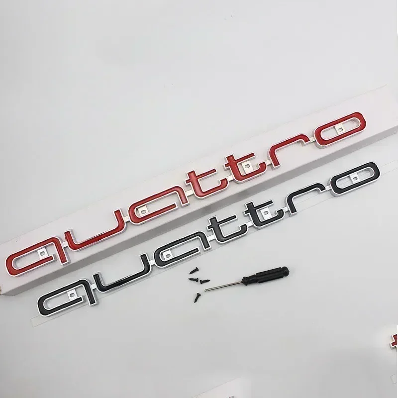 Quattro Logo Emblem Badge Car 3D Stickers ABS Front Grill Lower Trim For Audi A4 A5 A6 A7 RS5 RS6 RS7 Q3 Car Accessories