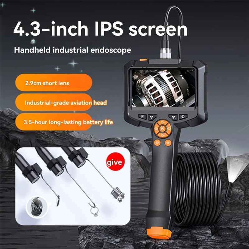 

HD1080P IP67 Waterproof Endoscope Camera 4.3 Inch IPS HD Screen Borescope Inspection Camera For Car 1 Meters