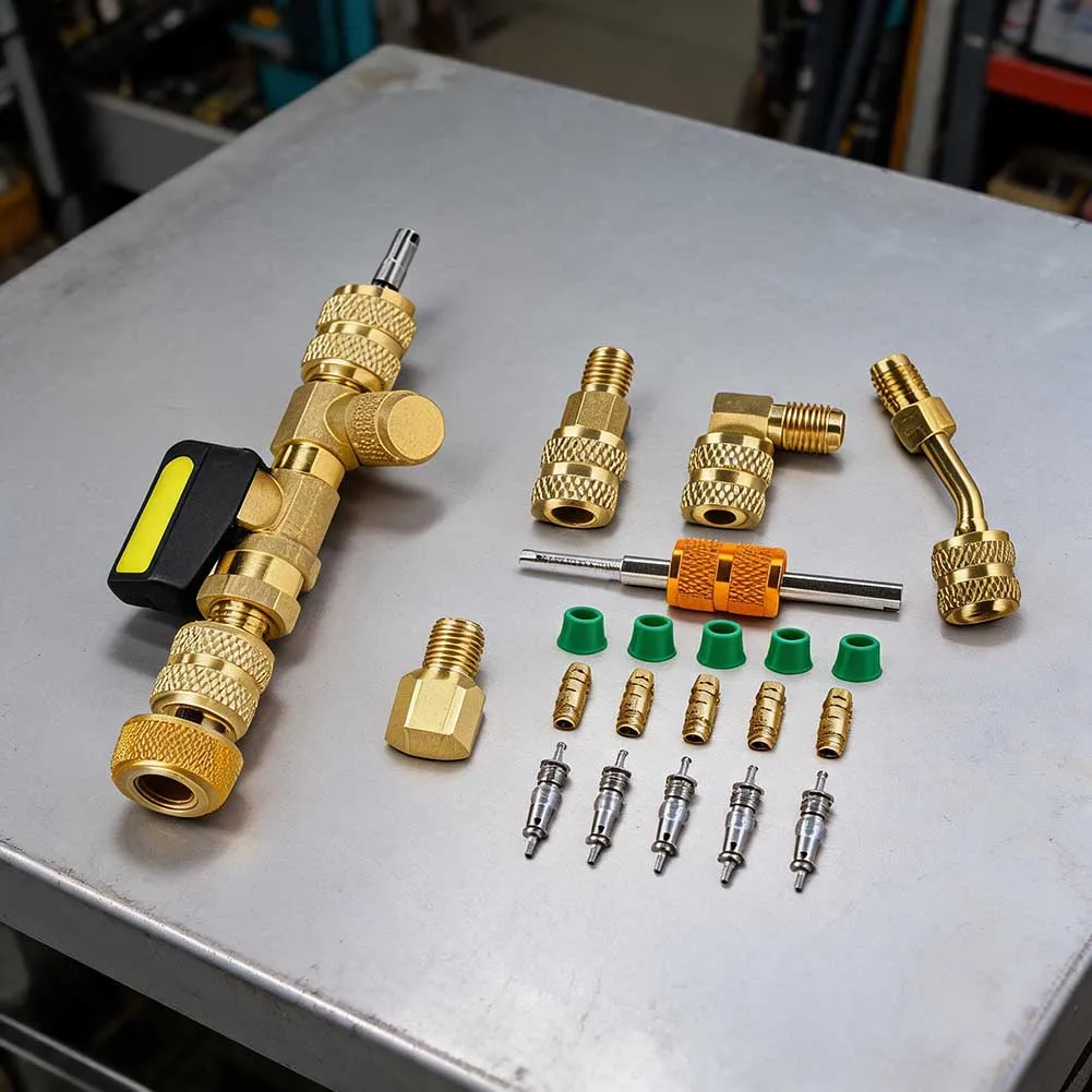 

HVAC Quick Removal And Replacement Tool With Seals Pins Valve Cores For A/C Valve Cores A/C Repair Wrench Removal Installation