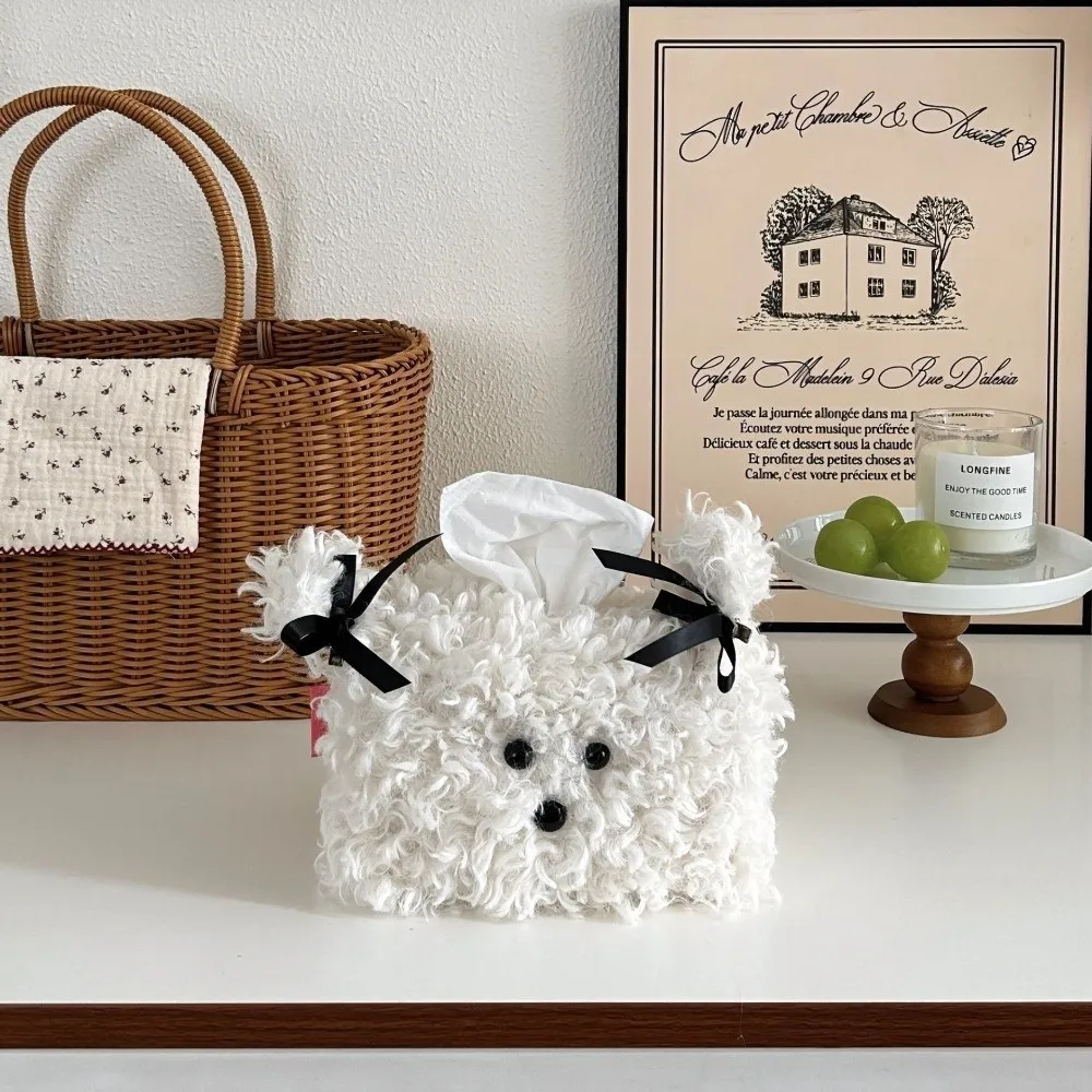 Creative Plush Tissue Box Cover Square Shape Puppy Dog Design Napkin Dispenser Holder Soft Tissue Case Home Decor - view 4