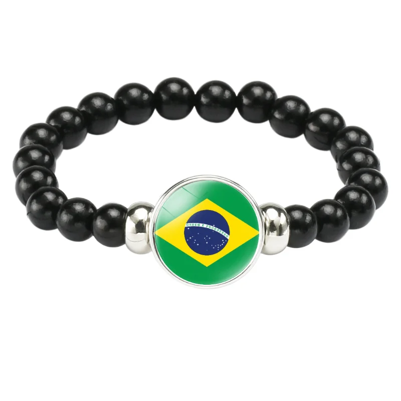 Manga Brings Reality to the Match Between Brazil and Japan. Bracelet with Time Gem and Black Elastic Beads. Versatile Bracelet