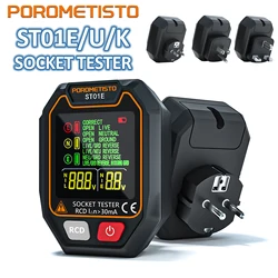 POROMETISTO ST01 Tester presa di corrente Rilevatore di tensione intelligente Test RCD/GFCI Polarità Controllo fase Controllo circuito con retroilluminazione