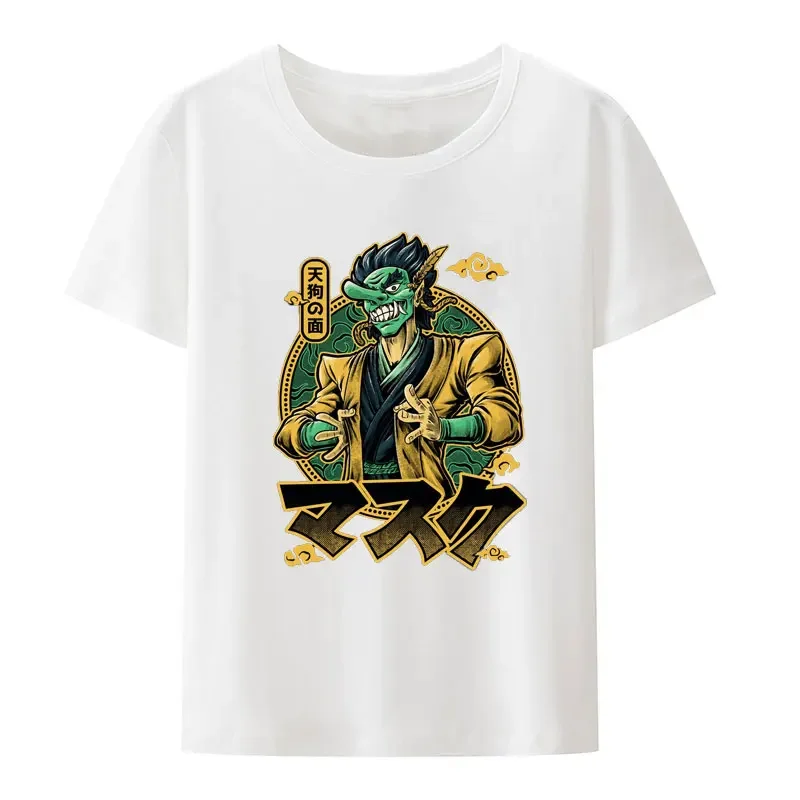 The Tengu Mask Animation Japanese Crossover Print Tees Men Women Comfortable Creative Casual Cartoon Aesthetics Graphic T Shirts