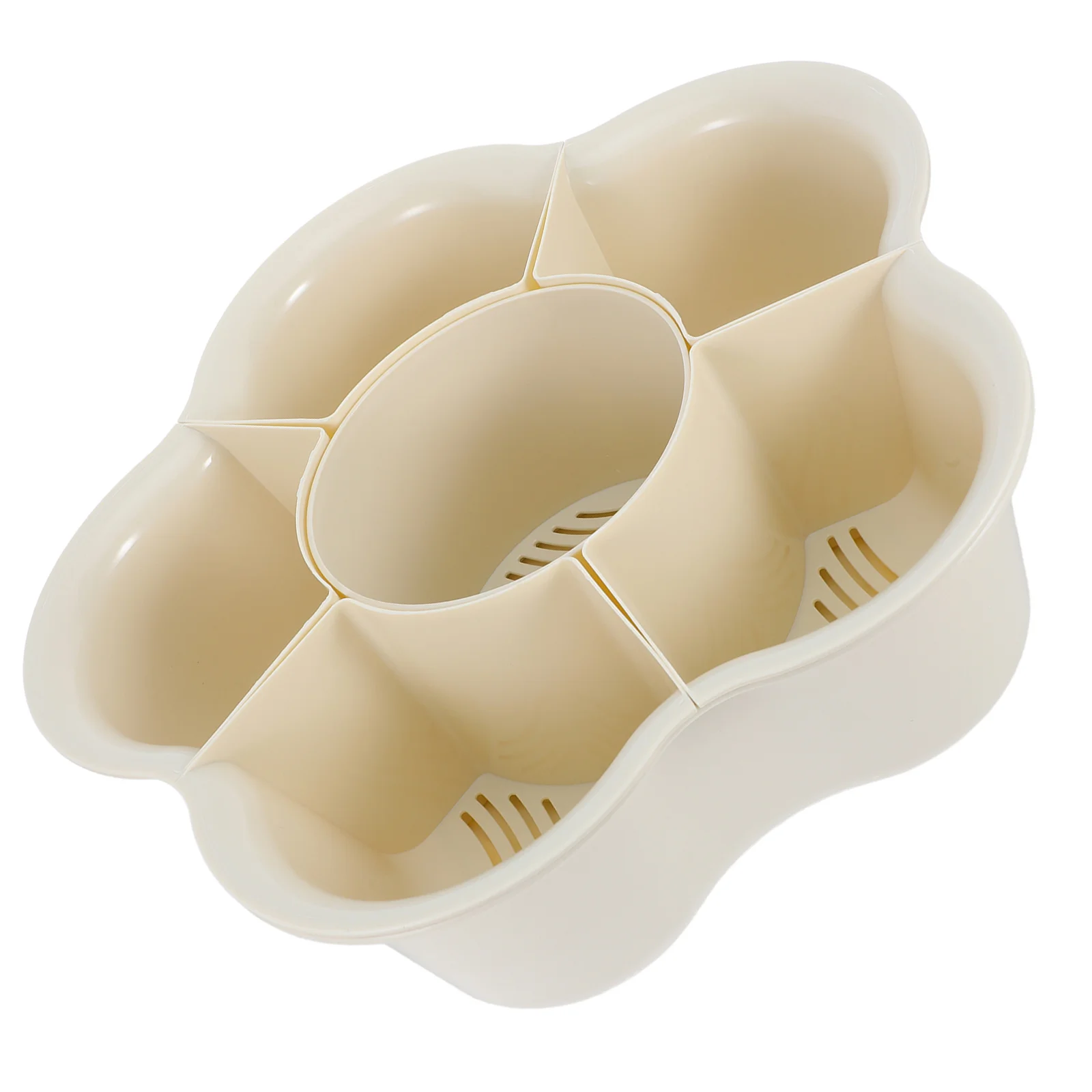 

1pcs Rotating Drain Basket 6-Compartment Vegetable Serving Platter Multi-Purpose Hot Pot Tray Kitchen Organizer Fruit Storage