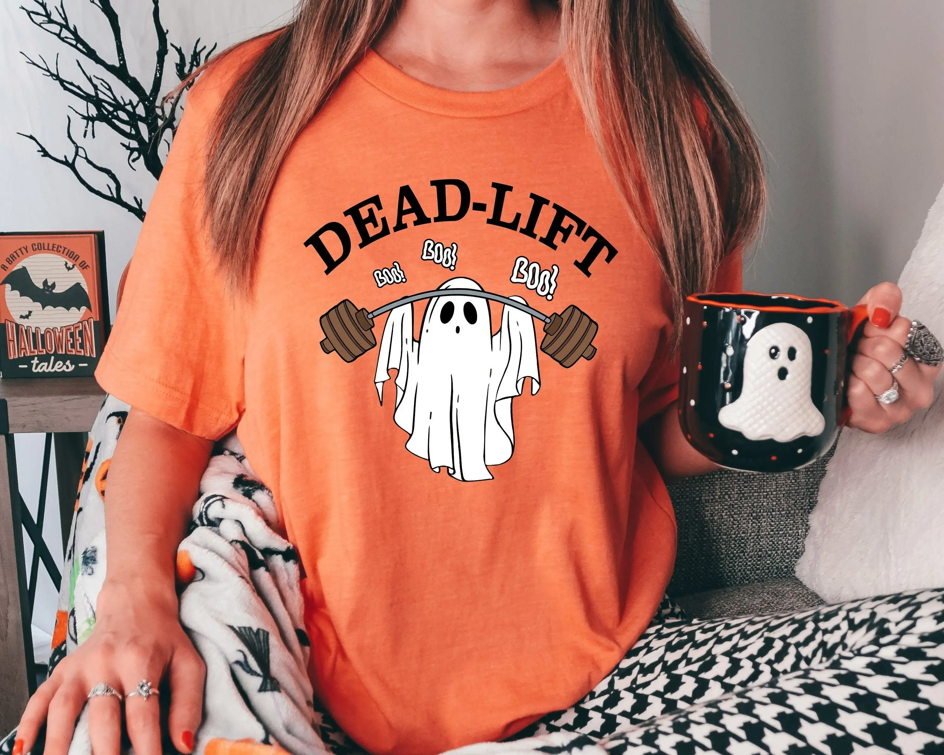 Dead LifT T Shirt Gym Halloween Funny Fitness Lover Ghost Weightlifting