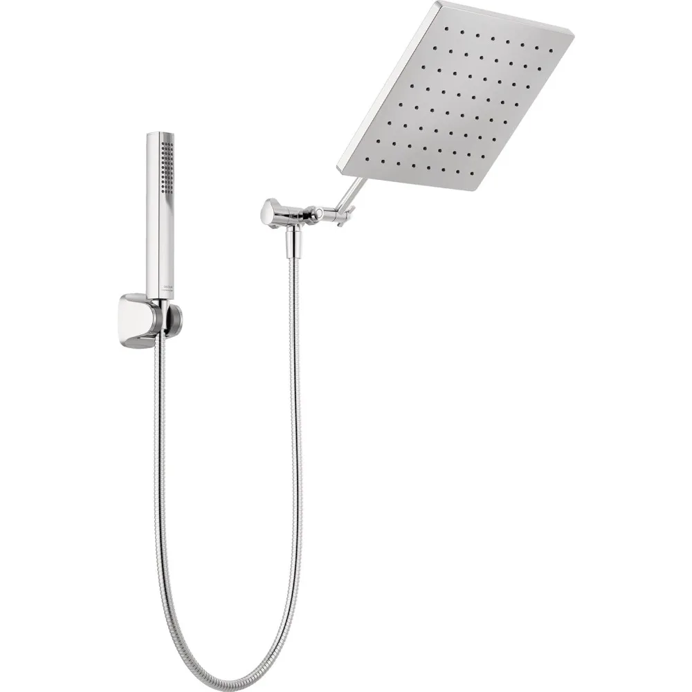 

10-inch Square Chrome Raincan Shower Head Combo with Handheld Shower