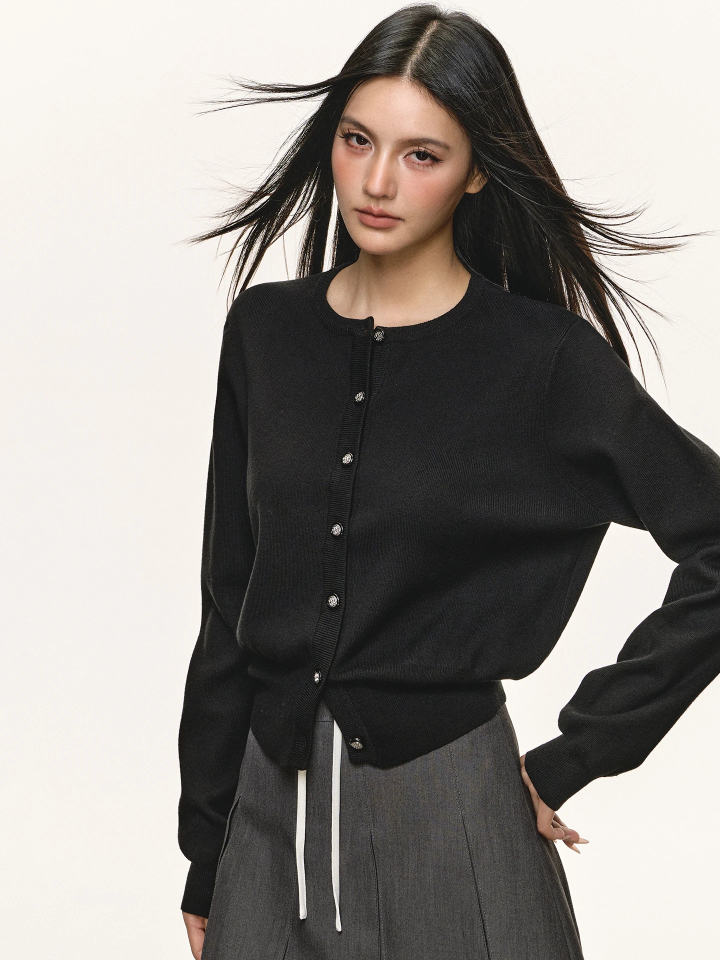 

ANNA ANEAE Bla вязаный кардиган женский ort Svel круглый свитер на пуговицах весна осень для отдыха Sle для поездок на работу и ветер