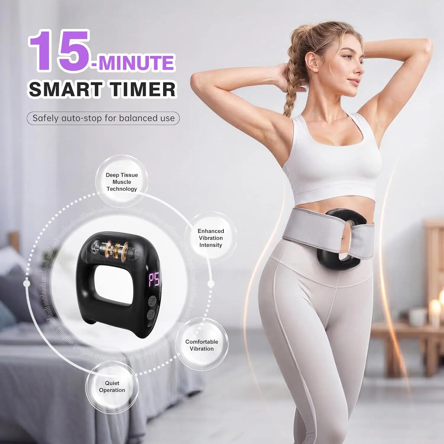 Mini Massage Gun with Heat & Waist Belt, Portable Vibration Muscle Massager, Deep Tissue Massager for Neck Shoulder Back Legs Wa view 3