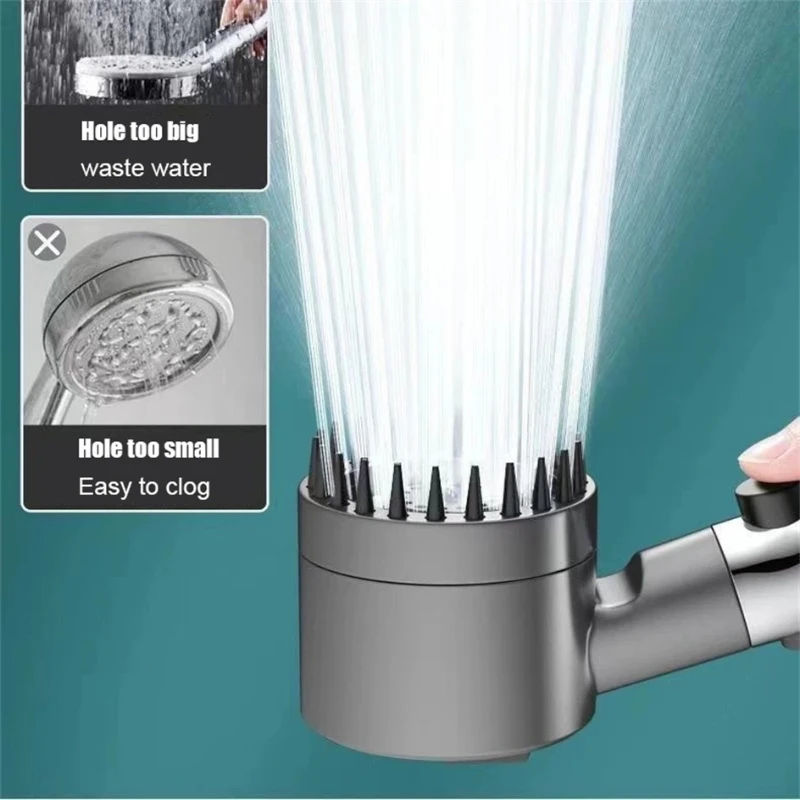 

High Pressurized Filter Shower Head 3-mode Adjustable Spray with Massage Brush Rain Faucet Bathroom Accessories