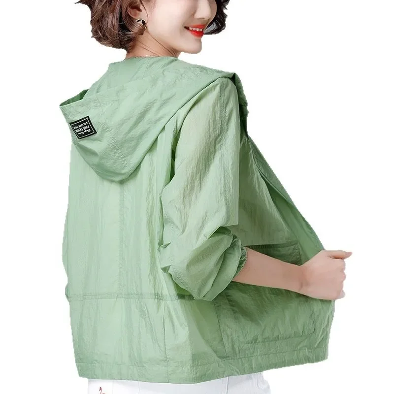 Summer Fashionable Mommy Clothes UV Protection Women's Large Size Casual Hooded All-Match Sunscreen Outerwear