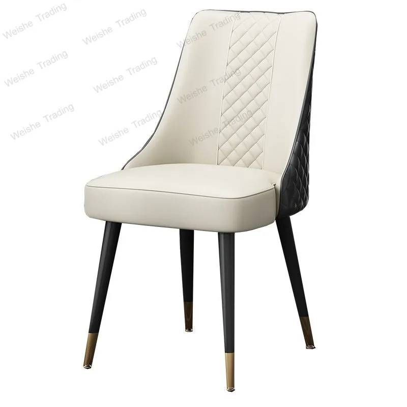 

Modern Nordic light luxury dining chair household solid wood hotel dining table and chair casual restaurant simple leather