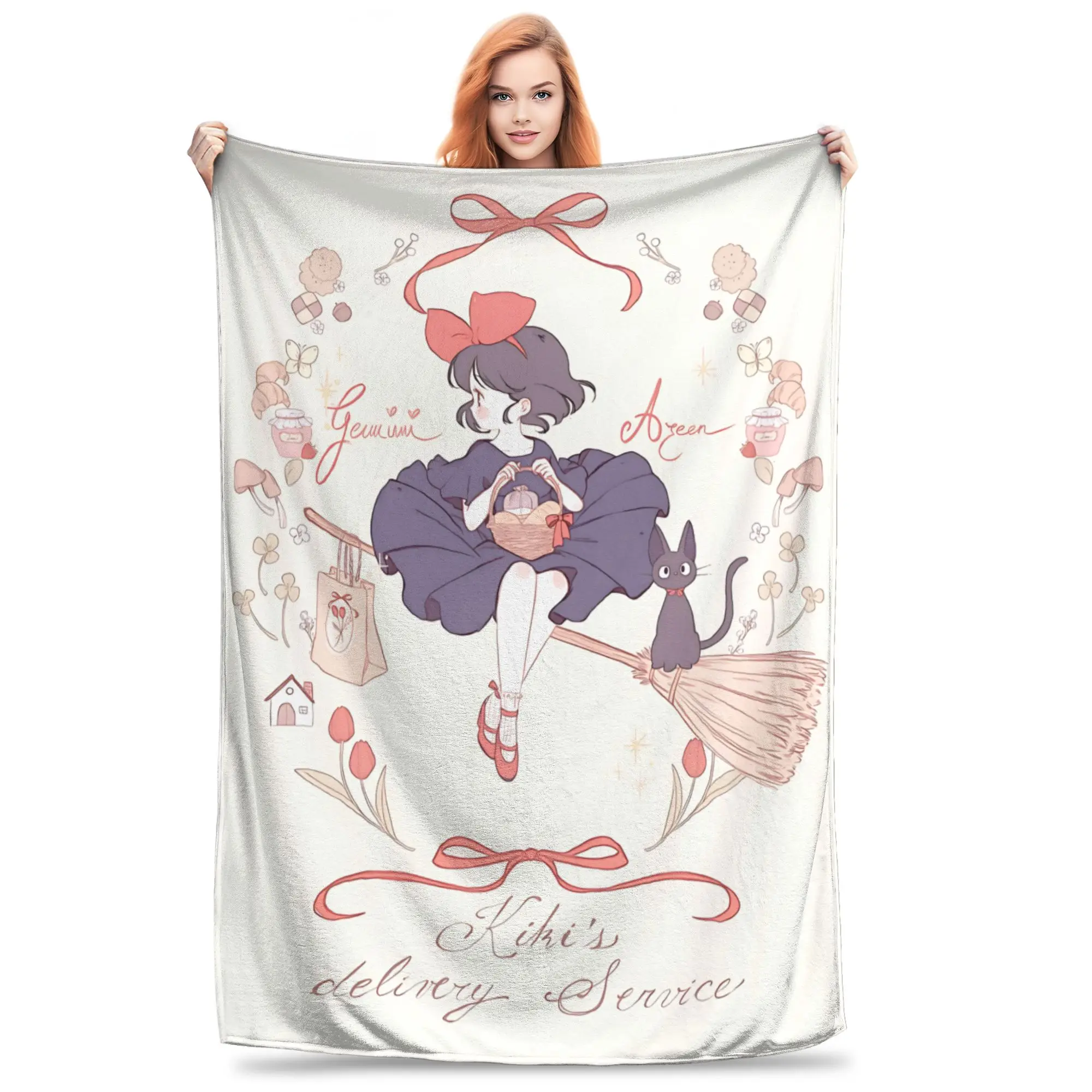 1PC home Cutecore Room Decor Anime Kikis Delivery Services Blanket Throw Blanket  Novelty Warm Blanket All Season