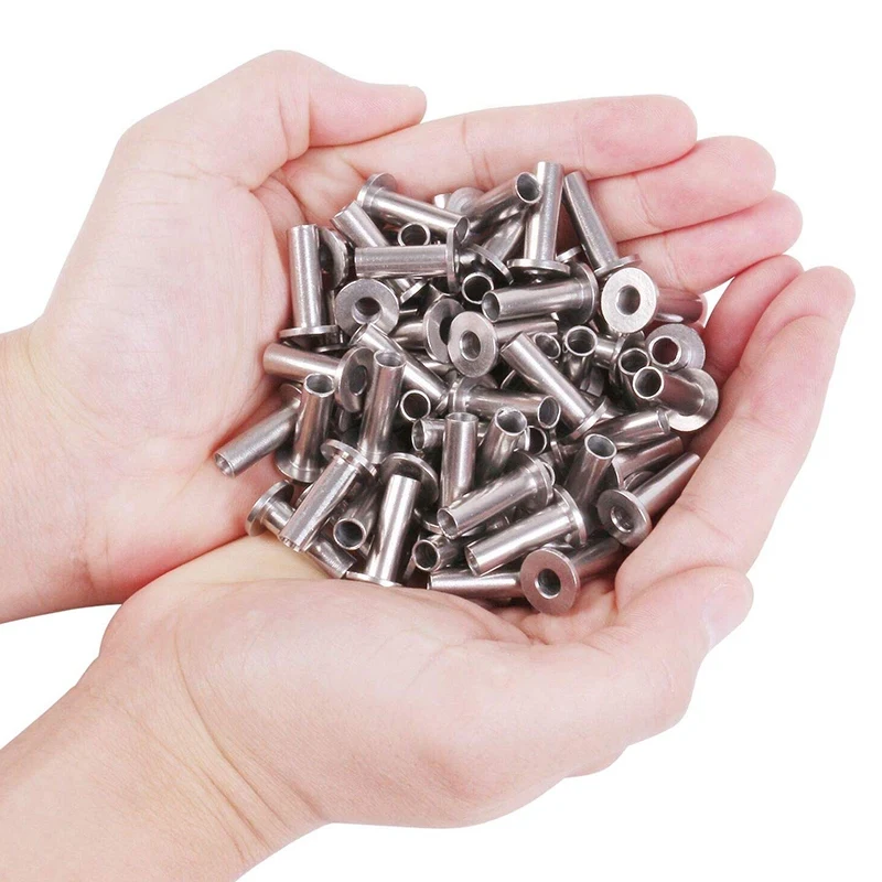 120 Pack Stainless Steel Protector Sleeves For 1/8 Inch 5/32 Inch Or 3/16 Inch Cable Railing, T316 Marine Grade Cable Railing Ki