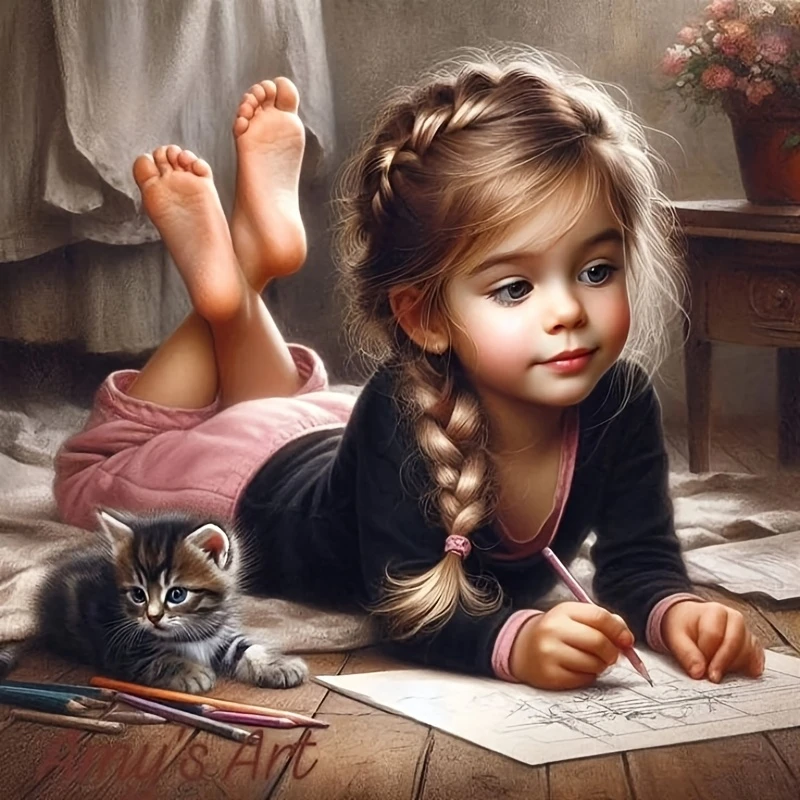 

500/1024 PCS Jigsaw Puzzle Girl and Her Companion Family Activity Games for Gameroom Bedroom Home Decor Frameless