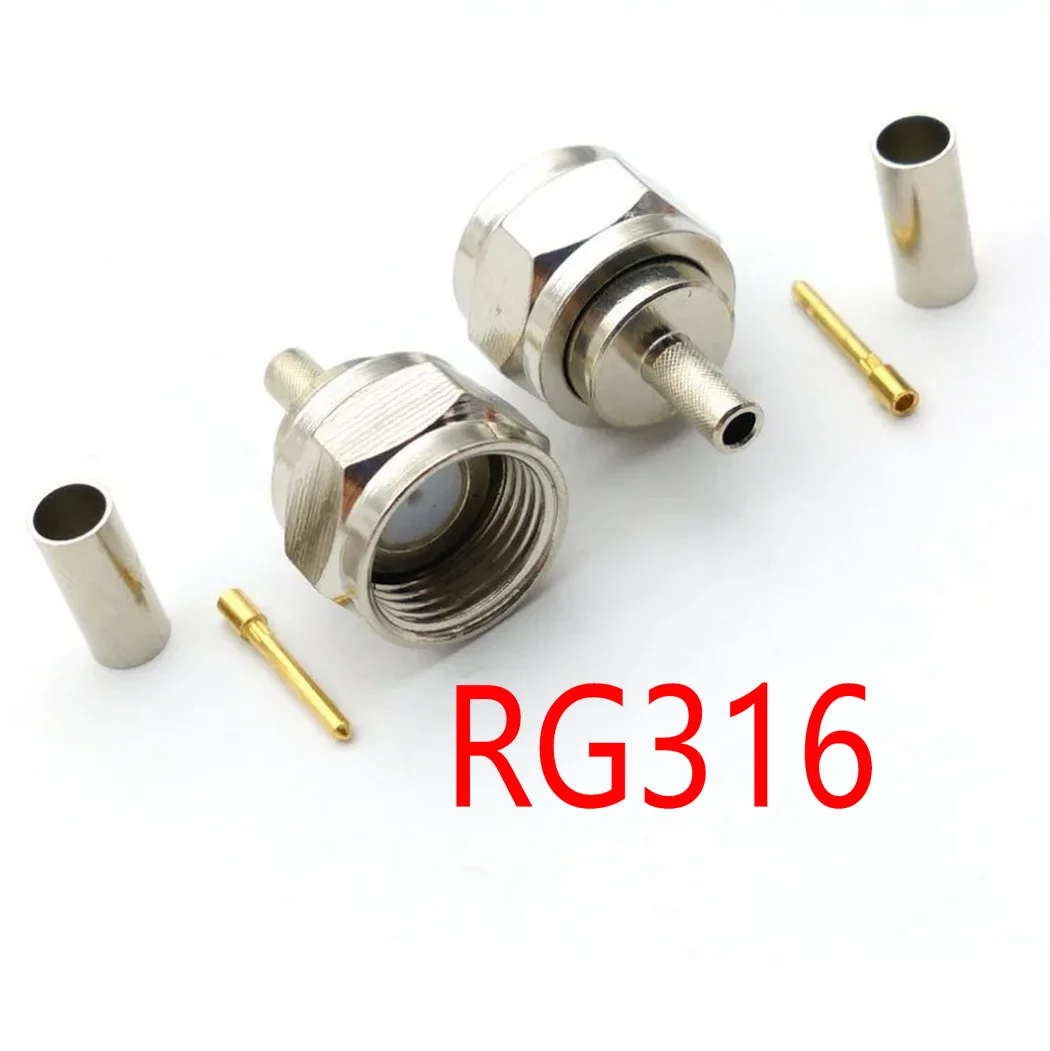 conector de metal f 100 pecas 75 ohm macho plugue reto de crimpagem rg175 lmr100 rg316 conector rf venda 01