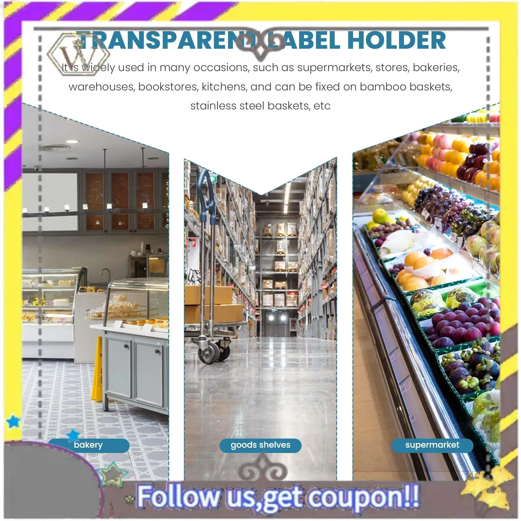 

New 80Pcs Plastic Basket Label Holders Price Tag Ticket Hanger Clips With Button Design Lock Closure For Market Grocery