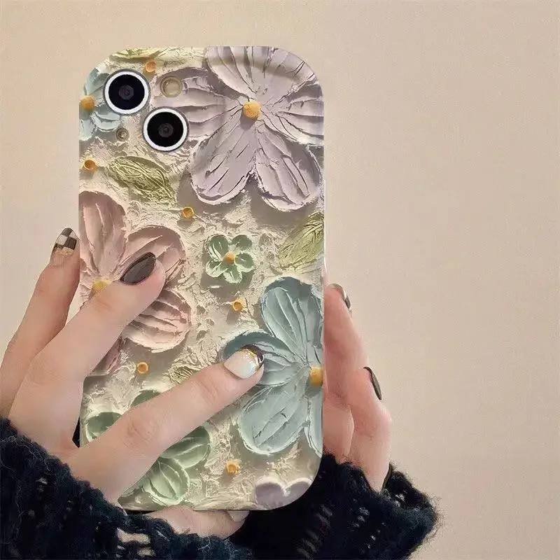 Oil Painting Daisy Flowers Case for Samsung Galaxy S25 S24 S23 Ultra S22 Plus S20 FE A55 A54 5G A34 A52 A53 A35 A14 A23 A24 A32 image 2