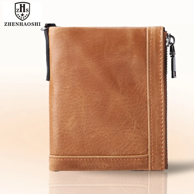 

Men's Coin Purse Wallet Fashion RFID Blocking Man Leather Wallet Zipper Business Card Holder ID Money Bag Wallet Male