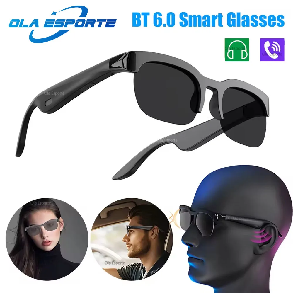 

2025 New Bluetooth Glasses Earphones Wireless 6.0 Stereo Smart Glasses Bluetooth Earphones Cycling UV Protection Sunglasses Men