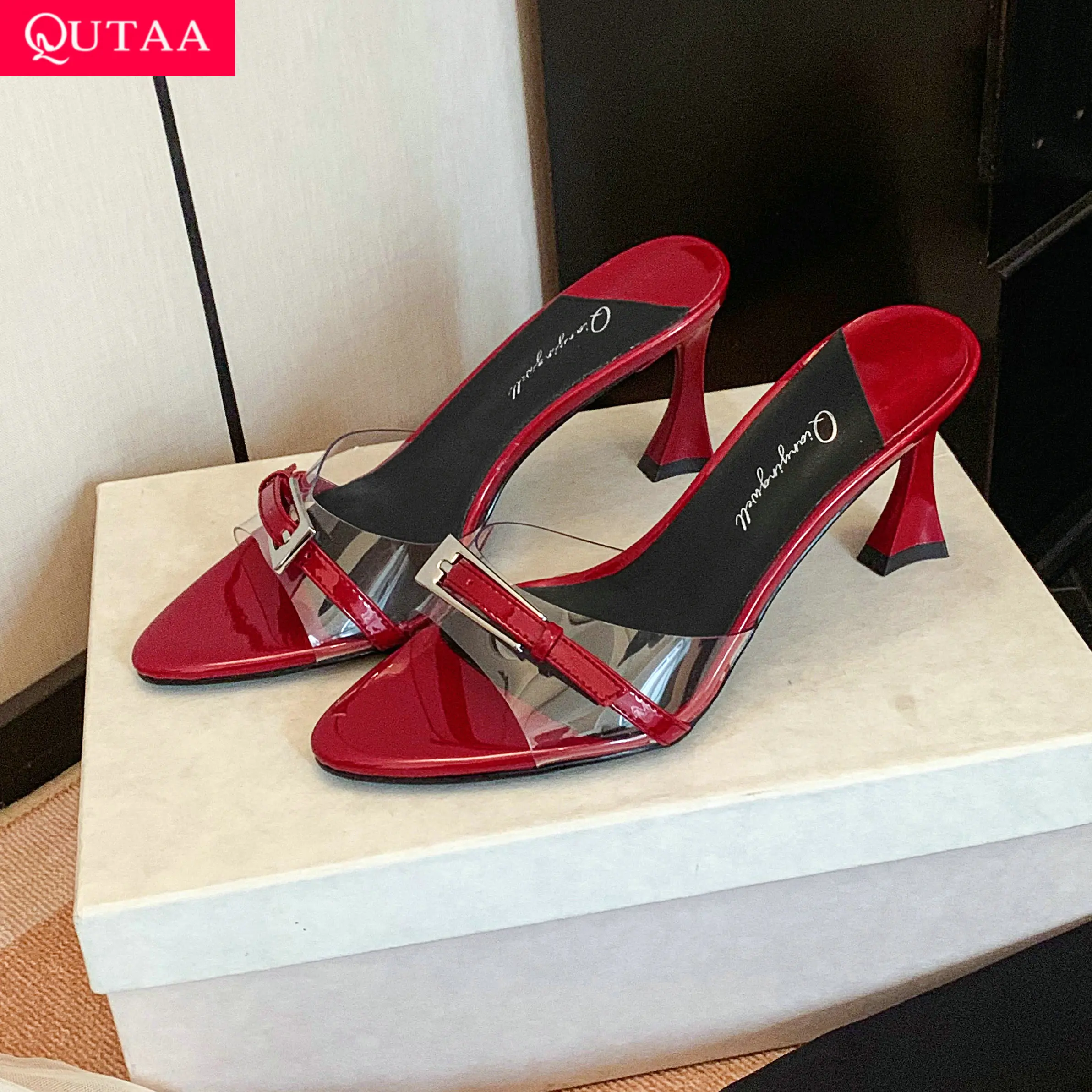 QUTAA 2026 News Fashion Women Summer Sandals High Heels Pumps Shoes Open Toe Bow Round Toe Shoes Slingback Dress Party 34-39
