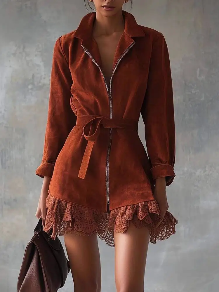 

2026 Autumn Women's Long Sleeve Casual Style Polyester Material New Fashionable Half High Collar Zipper Coat