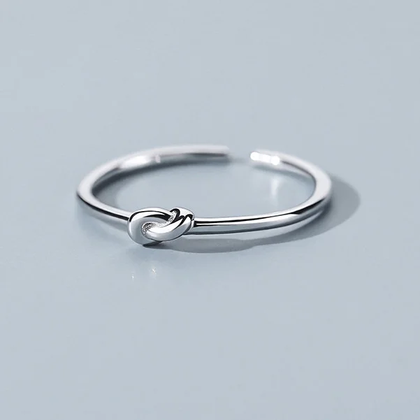 SOFTPIG-anillo ajustable de Plata de Ley 925 con nudo para mujer, joyería fina Irregular, estilo minimalista, Punk