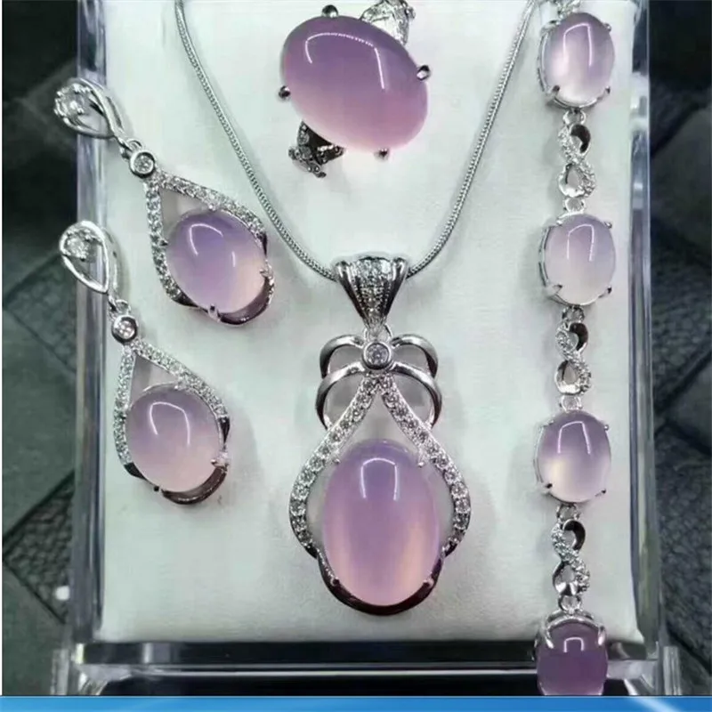 Brazilian Agate Chalcedony Four-Piece Set, New-Style Fashion Versatile Design