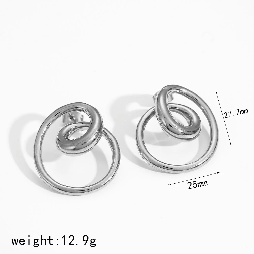 Edelstahl-Charm-Spiral-Creolen, glattes Metall, hochwertig, poliert, wasserdichter Schmuck – Detail 9