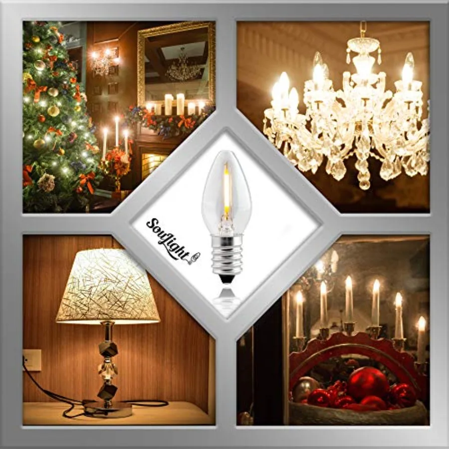 LED Night Light Bulb C7 E12 LED Bulbs Candelabra Light Bulbs, 1 Watt Equivalent 10W Incandescent Bulb, Warm White 2700K, Window
