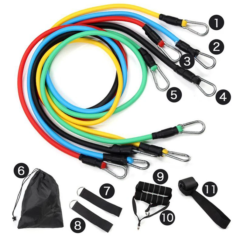 11-teiliges Set Muskeltrainingsgurte, multifunktionaler Fitness-Spannungsgurt, Fitness-Spannungs-Trainingsgeschirr, elastisches Seil
