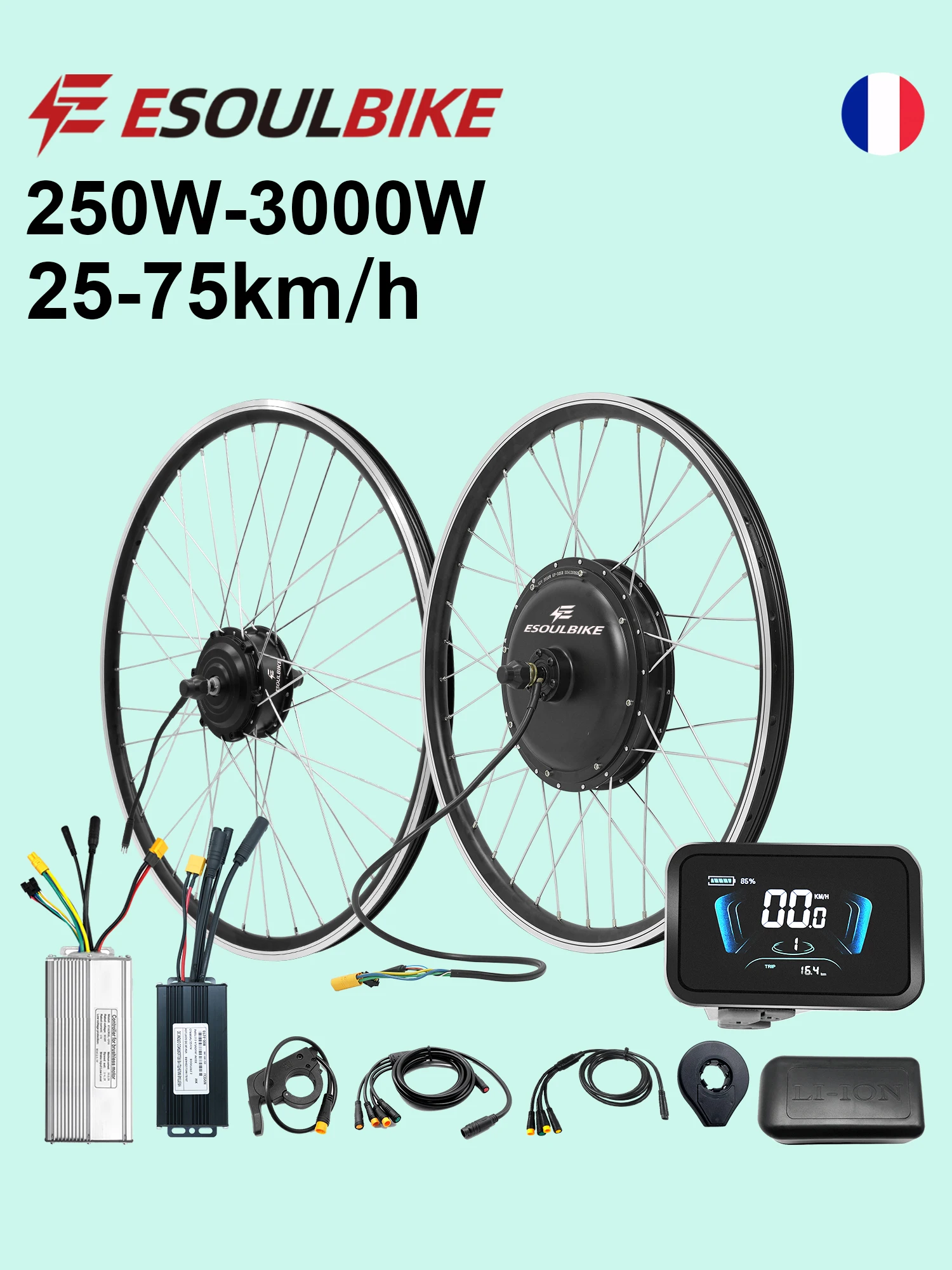 ESOULBIKE e-bike ombouwset 36V 250W voorwielnaafmotor 72V 3000W 52V 2000W 48V 1500W 1000W 500W e-bike achterwiel cassette MTX - afbeelding 2