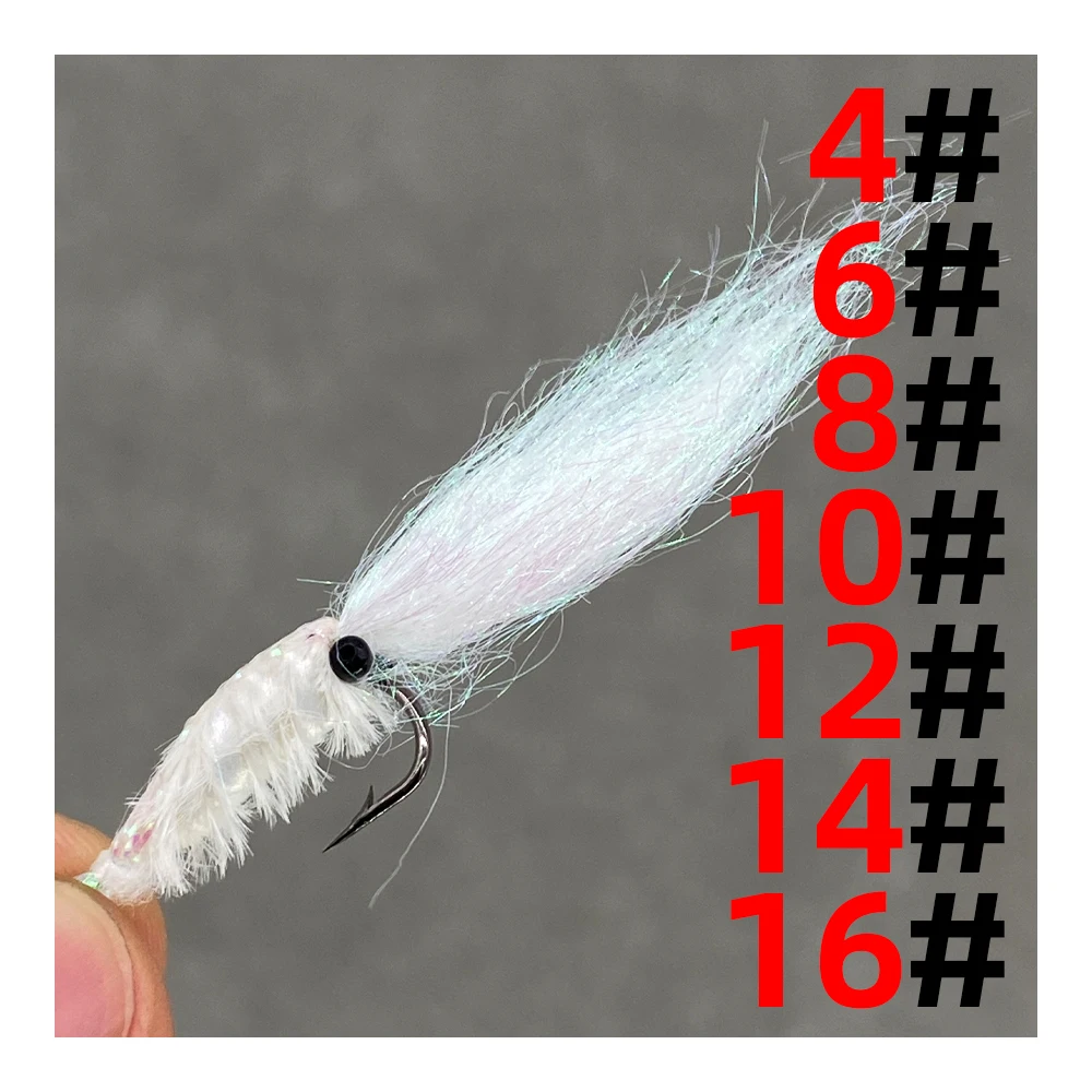 5Pcs Symphony Ice Shrimp Fly Hook Micro Lure Bait Lip Bait Silver Armored Shrimp Imitation Shrimp